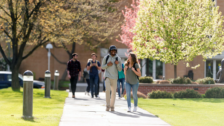 College students walking on campus