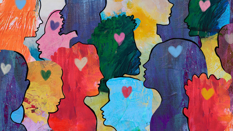 Colorful illustration of people in profile