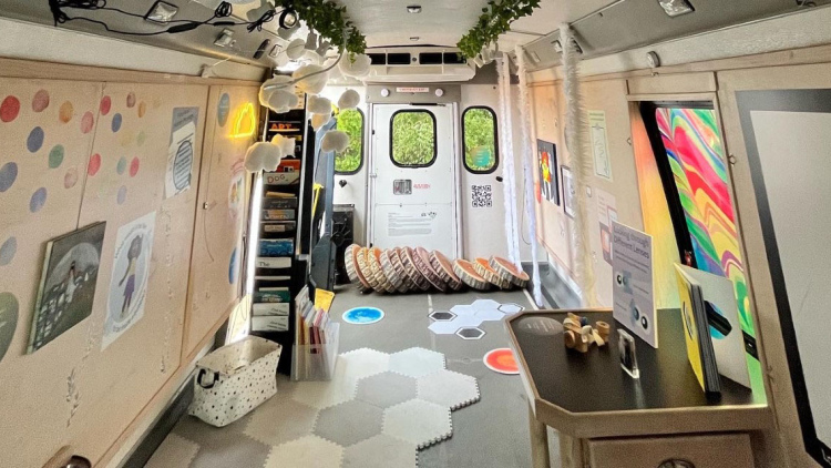 Interior of the art bus